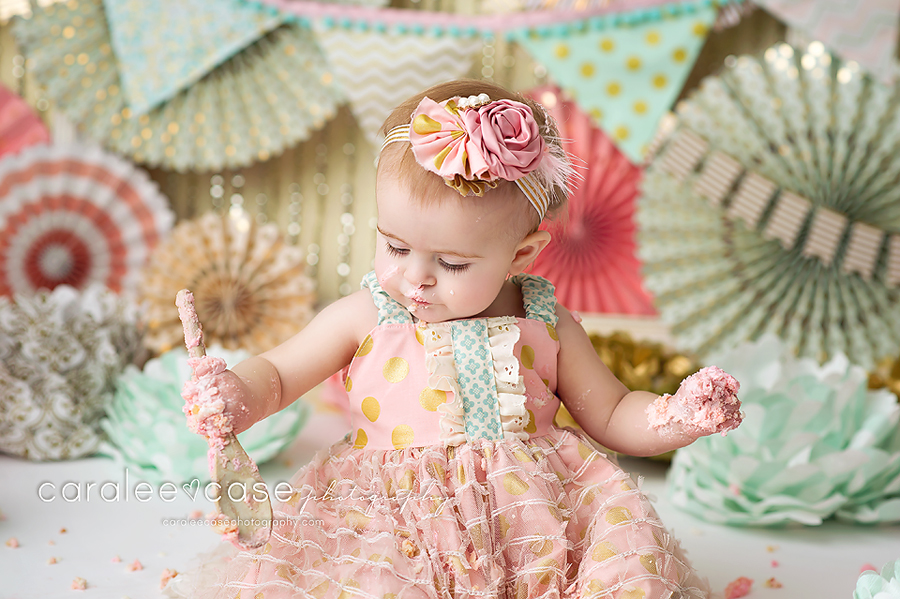 Rigby, ID Child Baby Birthday Photographer ~ Caralee Case Photography cake smash